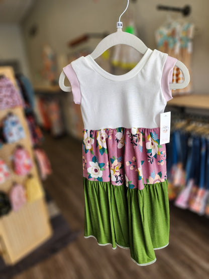 Green Floral Tiered Dress (size 18-24 months)